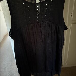 Faded Glory Black Embellished Relaxed Blouse